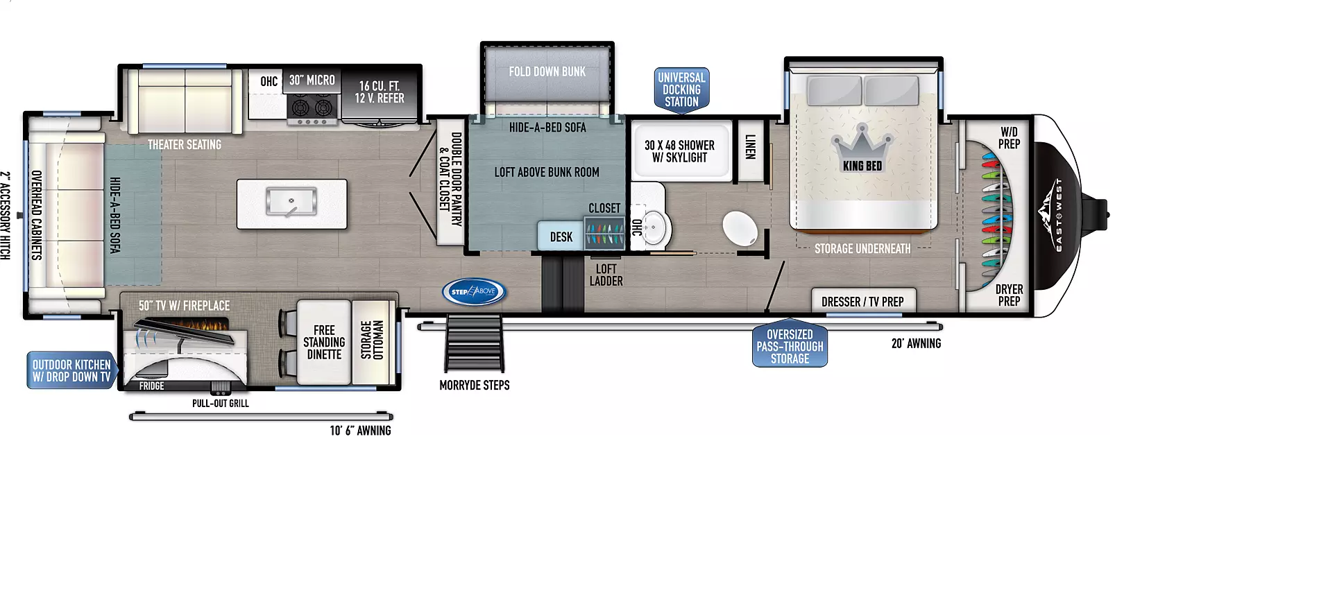 2023 EAST TO WEST RV TANDARA 386MB-OK, , floor-plans-day image number 0